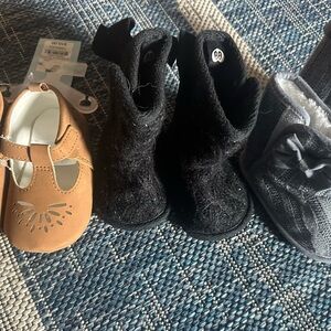 Brown and Black Kids Shoes Set